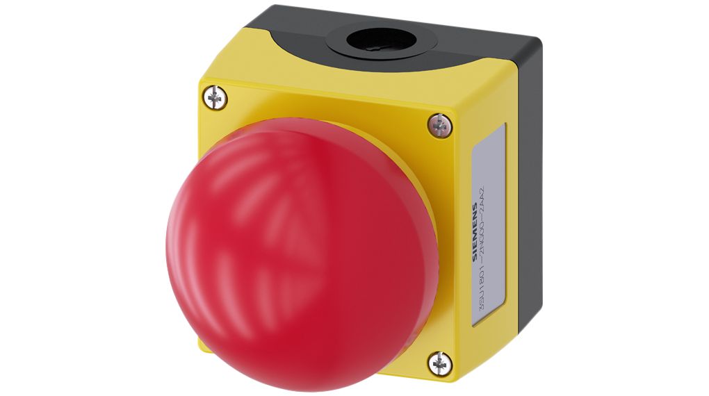 Emergency Stop Switch Assembly, 1NC + 1NO, Red / Yellow, 10 A, 500 V, Screw Terminal