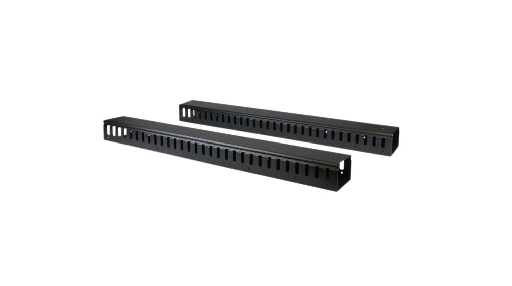 19" Server Rack Vertical Cable Management, Finger Ducts, 40U, Plastic / Steel, Black
