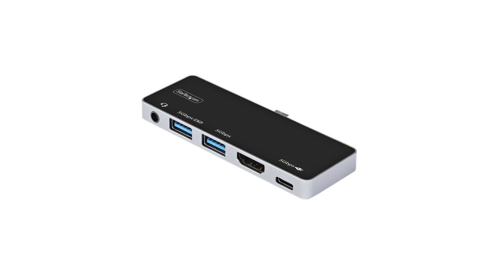 Docking Station, USB-C Plug, Bus-Powered, 100W, Ports Total 5