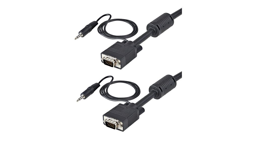 USB Powered Video Cable, VGA Plug / 3.5 mm Jack Plug - VGA Plug / 3.5 mm Jack Plug, 1920 x 1200, 10m