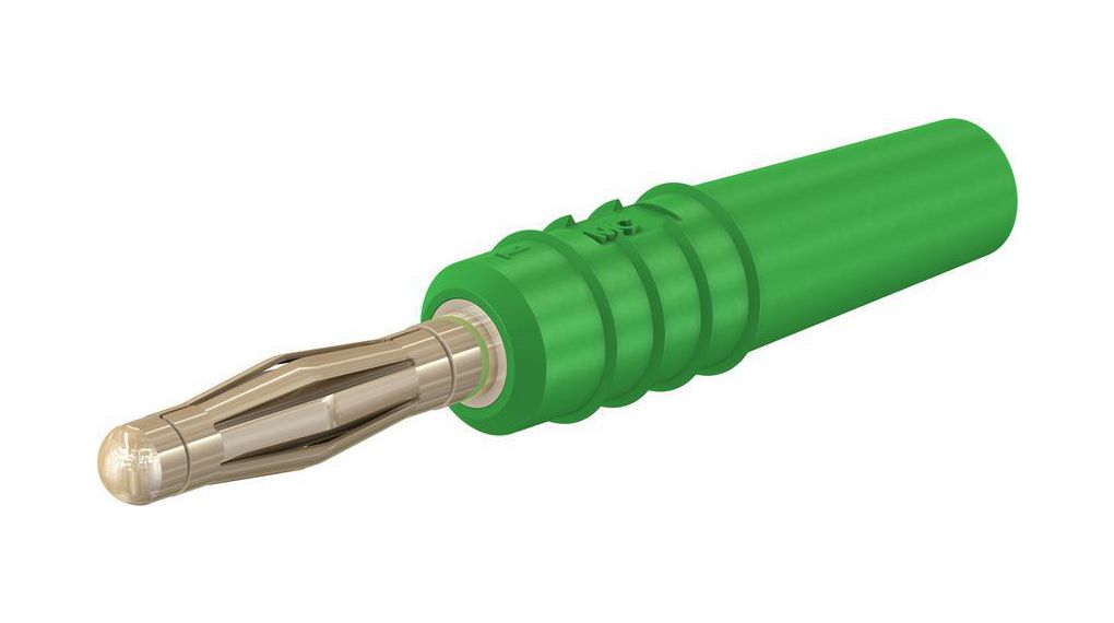 In-Line Banana Plug, Green, Gold-Plated, 60V, 10A