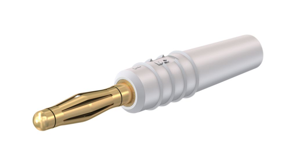 Banankontakt Isolerad Ohöljd 2 mm Mässing Guld 30VAC 60VDC 10A Lödning Vit Paket med 5 delar