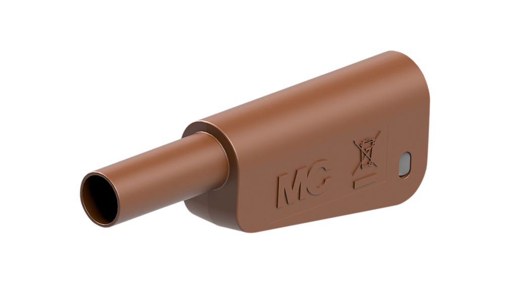 Banana Plug Insulated Shrouded Stackable 4 mm Copper Alloy Nickel 1kVAC 1kVDC 32A Soldering Brown