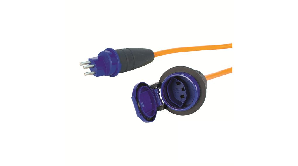 Extension Cable IP55 Polyurethane (PUR) CH Type J (T23) Plug - CH Type J (T23) Socket 10m Orange