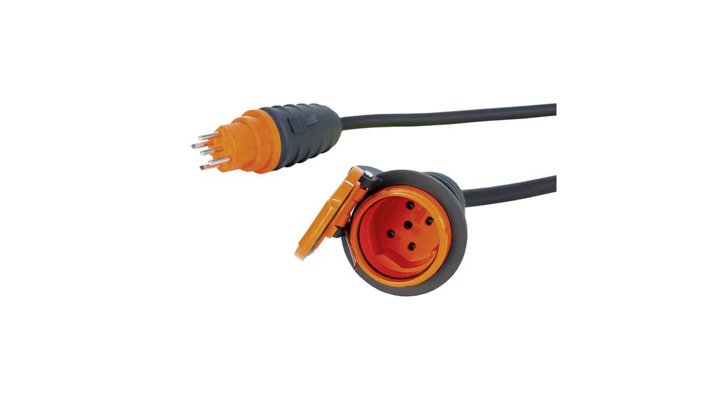 Extension Cable IP55 Rubber 2.5mm² CH Type J (T15) Plug - CH Type J (T15) Socket 5m Black