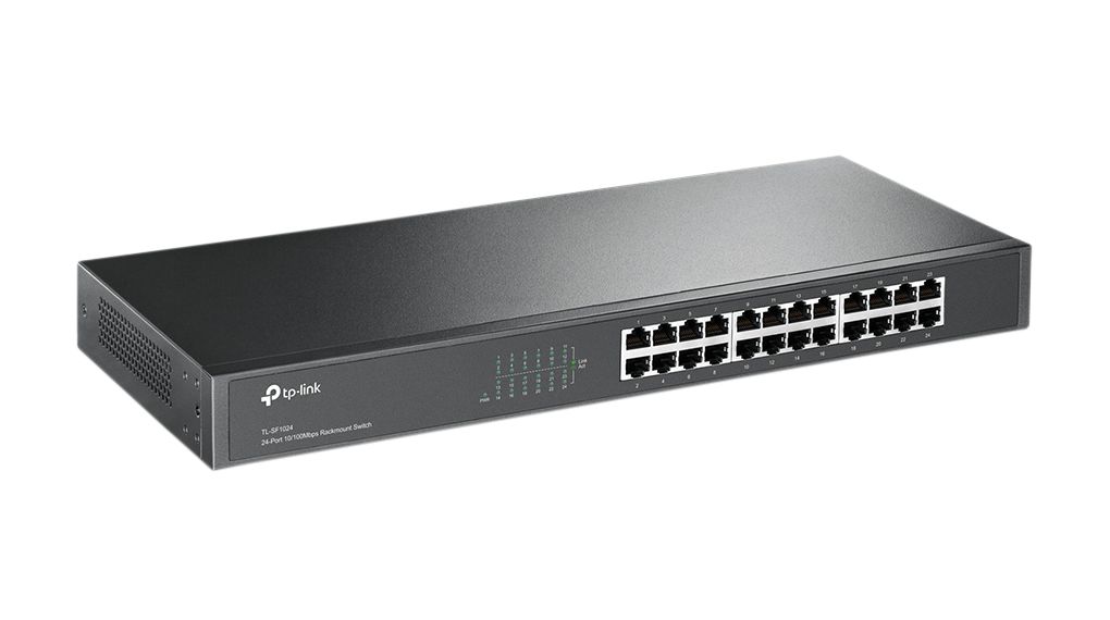 Ethernet-kytkin, RJ45-portit 24, 100Mbps, Ilman hallintotoimintoja