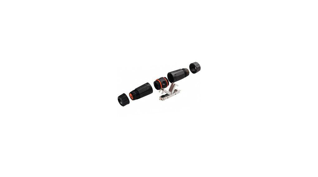 Cable Joiner, Black / Orange, CAT6a, RJ45 Socket - RJ45 Socket