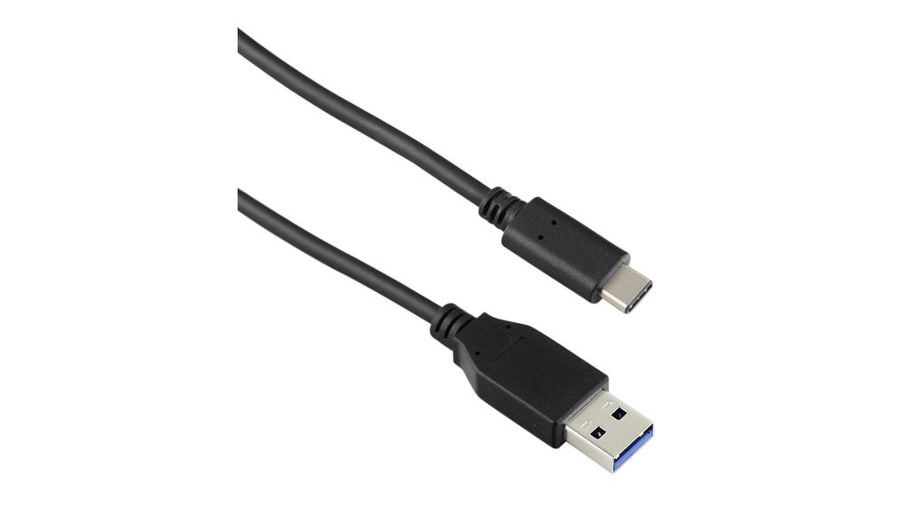 Cable, USB-C Plug - USB-A Plug, 1m, USB 3.1, Black