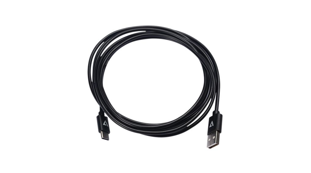 Kabel, USB-A-plugg - USB-C-plugg, 1m, USB 2.0, Svart