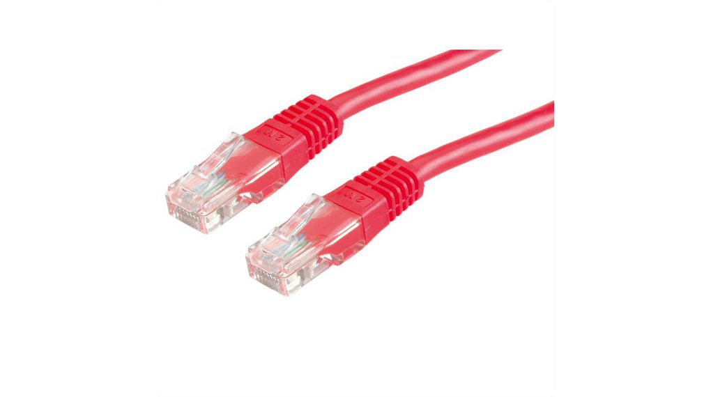 Patch Cable, RJ45 Plug - RJ45 Plug, CAT6, U/UTP, 1m, Red