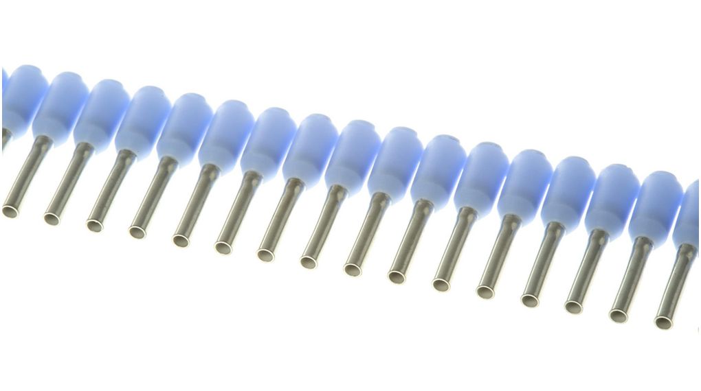 Insulated Crimp Bootlace Ferrule, 8mm Pin Length, 1.2mm Pin Diameter, 0.75mm² Wire Size, Blue