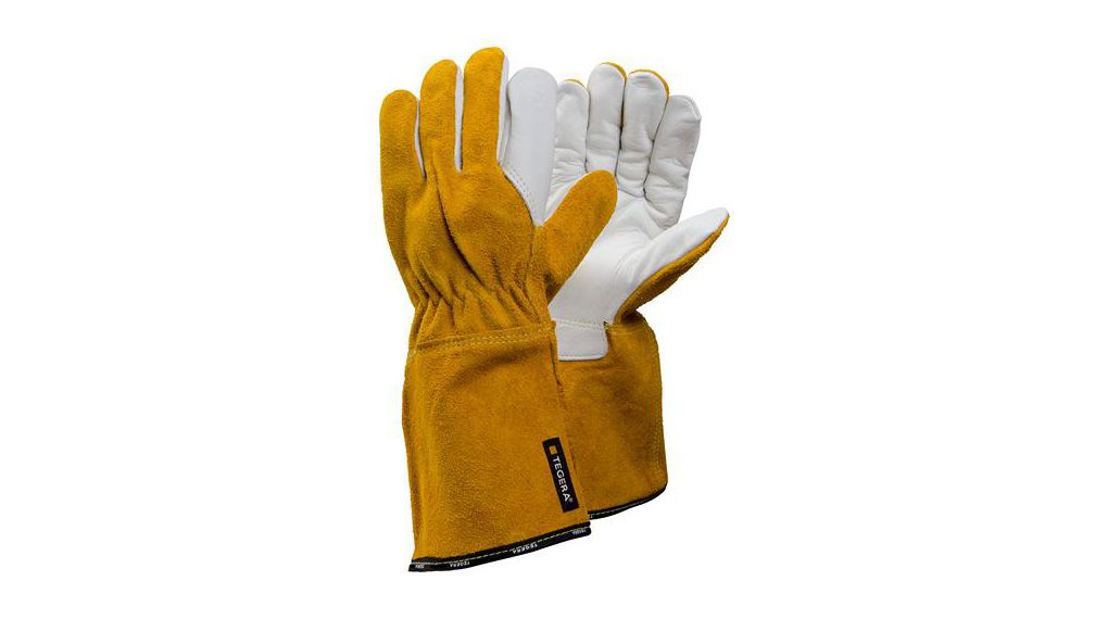 Tegera TEGERA White, Yellow Leather Heat Resistant Work Gloves, Size 10, 6 ST