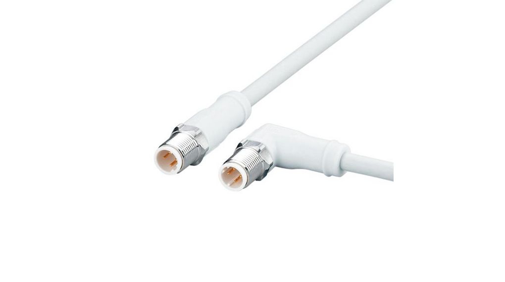 ifm electronic EVF, 5 m, Grey M12 to Male M12 Male, Shielded Modified Polyphenylene Ether Sheath, Ethernet, 5m, Grey