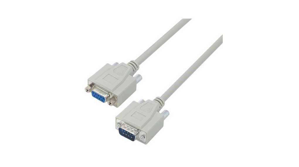 Male D-Sub to Female D-Sub Cable Assembly Polyvinyl Chloride Light Grey