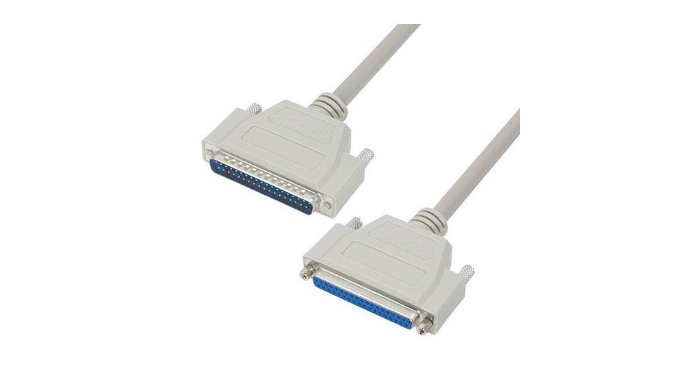 Male D-Sub to Female D-Sub Cable Assembly Polyvinyl Chloride Gris clair