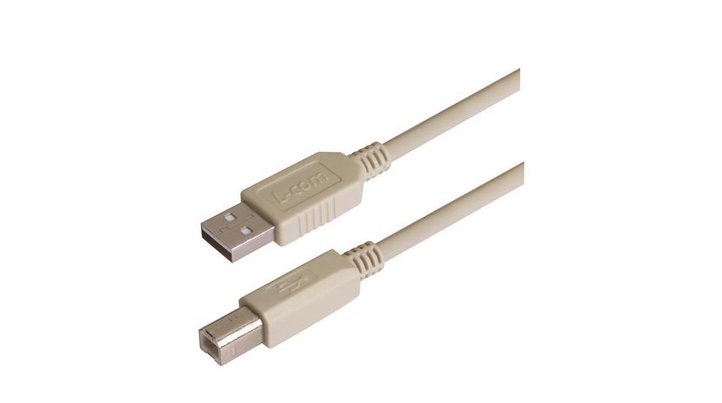 USB 2.0, Male Plug to Male, 4 m, 4m, USB 2.0, Gris clair