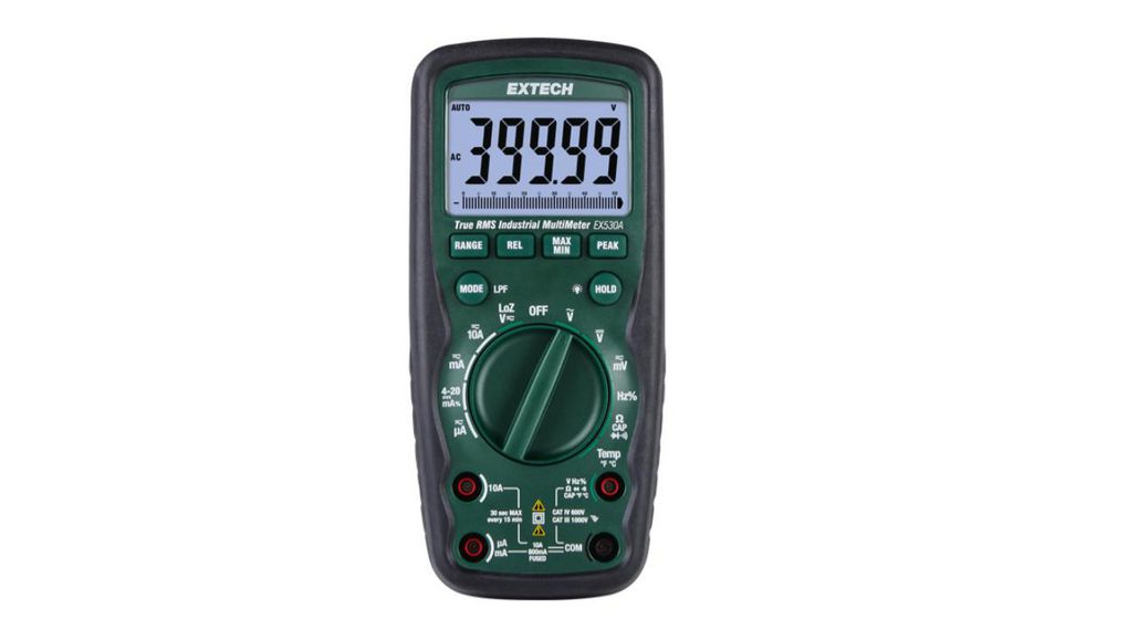Handheld LCD Multimeter True RMS, 10 A Max, 10 A Max, 1000 V ac Max