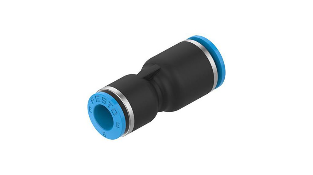 Festo NPQE-D Series Push-in Fitting, Push In 8 mm to Push In 6 mm, Tube-to-Tube Connection Style, NPQE-D-Q8-Q6-F1A-P10