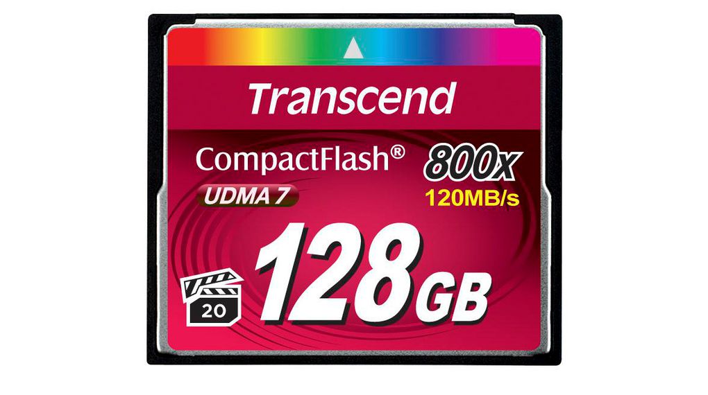 Memory Card, CompactFlash (CF), 128GB, 120MB/s, 60MB/s, Red