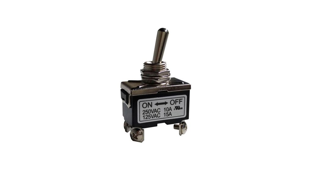 Toggle Switch, Panel Mount, On-Off, DPST, Screw Terminal