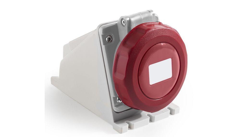 IP67 Red Wall Mount 3P + N + E Industrial Power Socket, Rated At 16A, 380 → 415 V