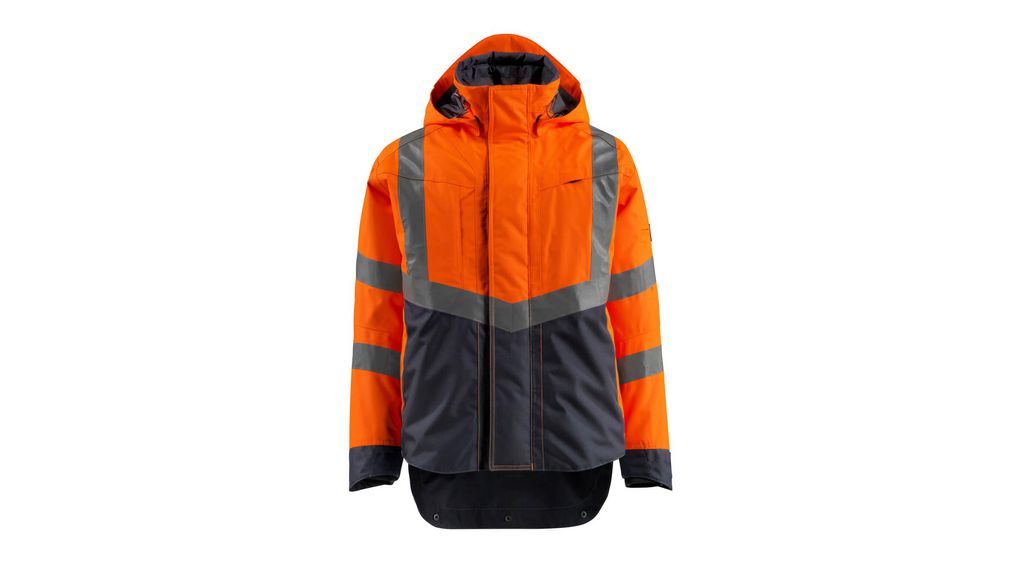 HARLOW Orange, Navy Unisex Hi Vis Jacket, XL, XL, Polyester, Navy / Orange