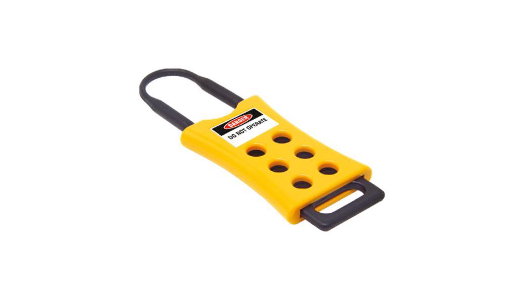 Black, Yellow 6-Lock ABS, Nylon Hasp Lockout, 7.25mm Shackle, 45mm Attachment