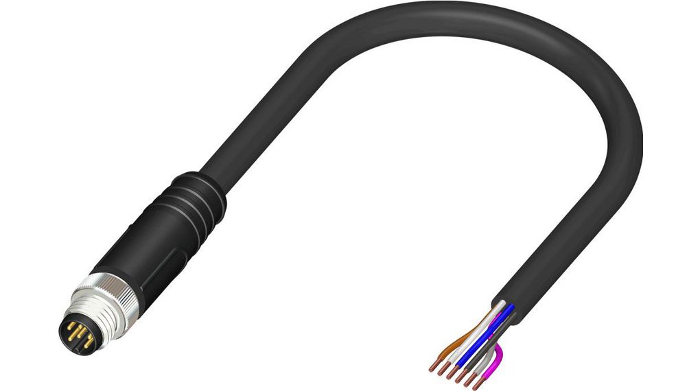 Straight Male 6 way M8 to Unterminated Sensor Actuator Cable, 5m Ledare