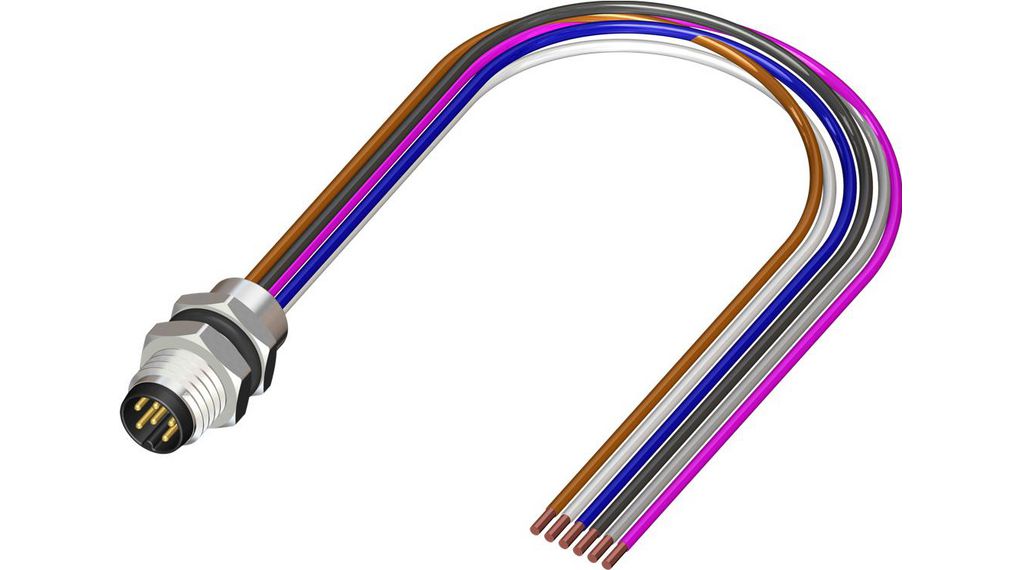 Straight Male 6 way M8 to Unterminated Sensor Actuator Cable, 500mm Ledare