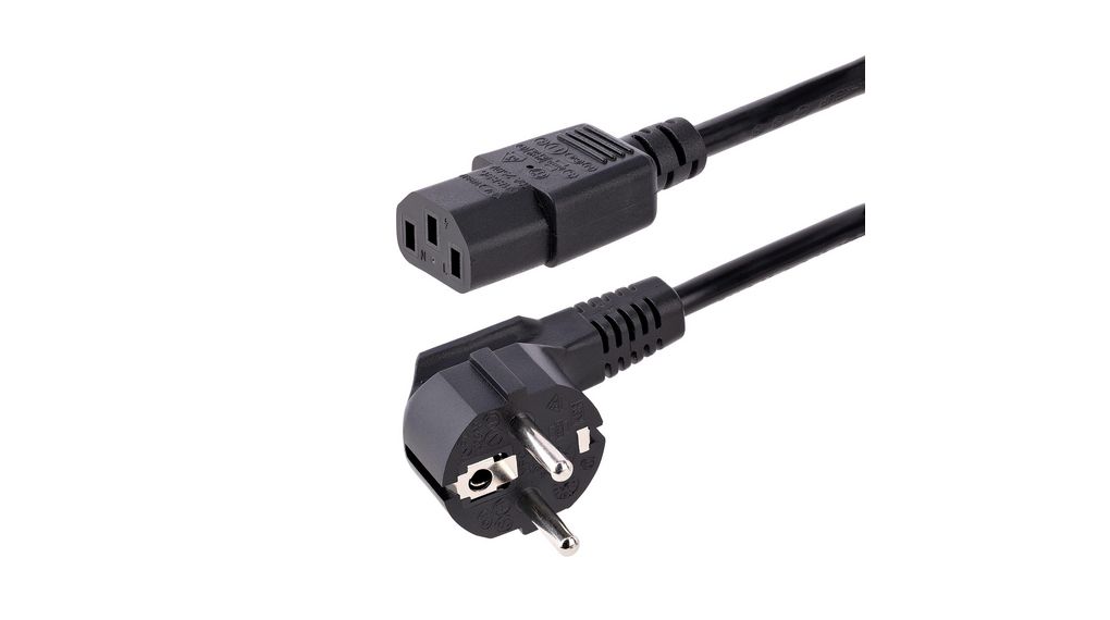 IEC-Gerätekabel DE/FR Typ F/E (CEE 7/7) Stecker - IEC 60320 C13 3m Schwarz