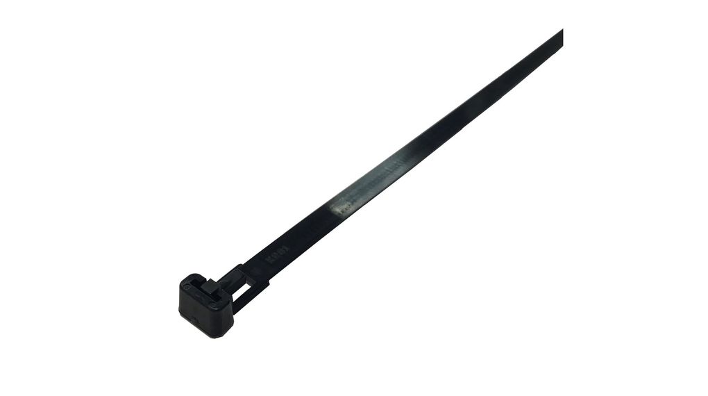 Cable Tie, Releasable, 250mm x 7.6 mm, Black Nylon, Pk-250 250, 215.6N, Pack of 250 pieces