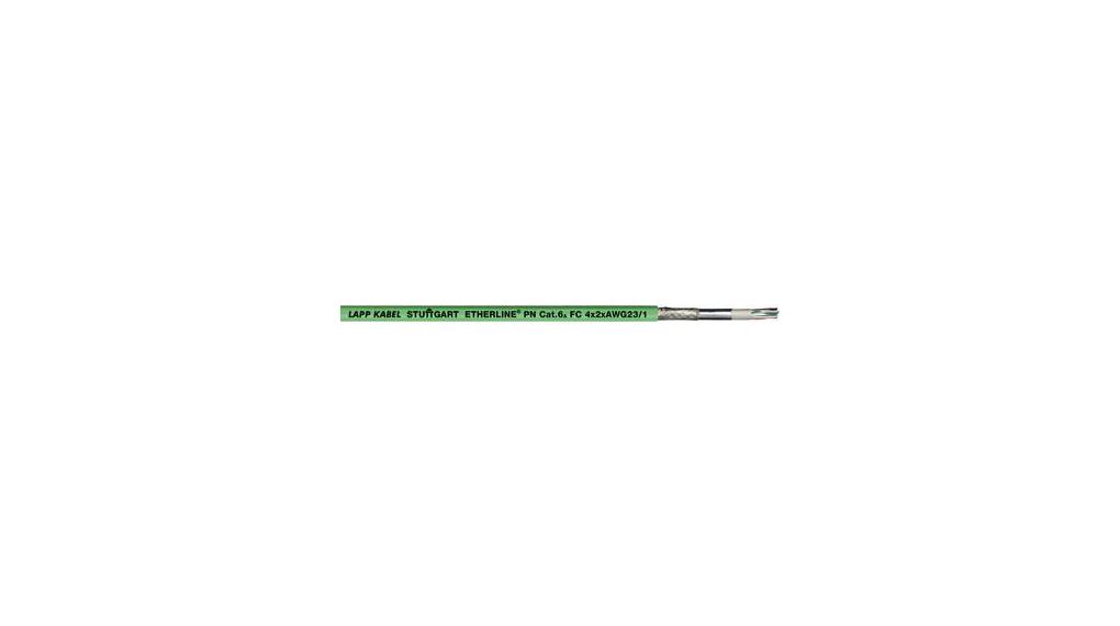 100 m, Green Male to Male, Tin Plated Copper Alloy Braid, Ethernet, 100m, Grün