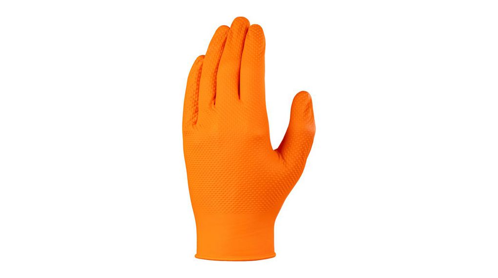 Skytec TX925 Orange Powder-Free Nitrile Disposable Gloves, Size L, 100 per Pack, Pack of 100 pieces