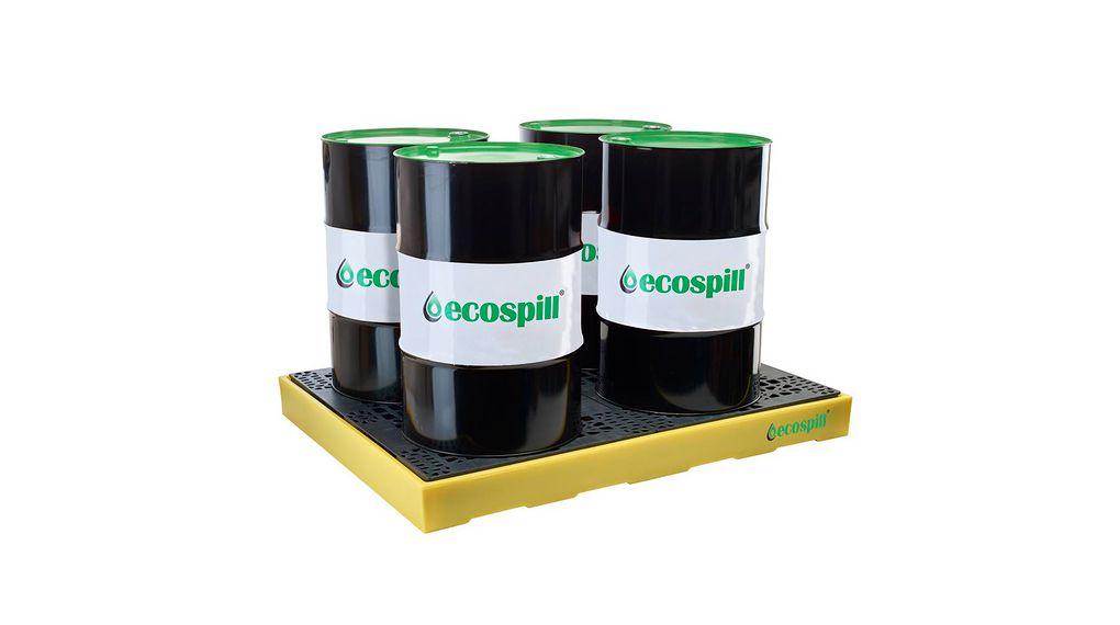 Ecospill Ltd Polyethylene 4 Drum Spill Pallet for Chemical, 300L Capacity