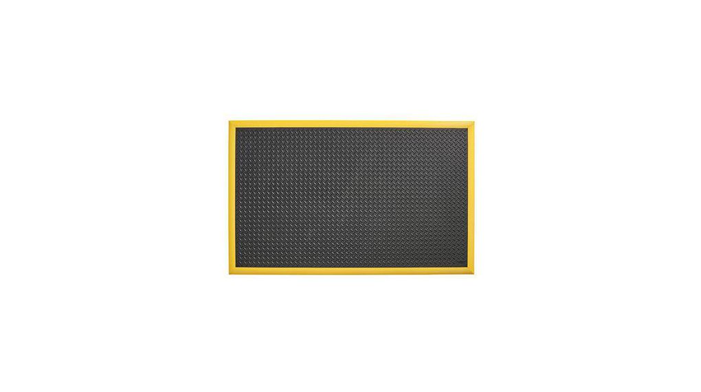 Notrax Black/Yellow Anti-Fatigue Mat Nitrile Rubber Mat, Diamond Pattern Finish 163cm x 1.02m x 184mm, Black / Yellow