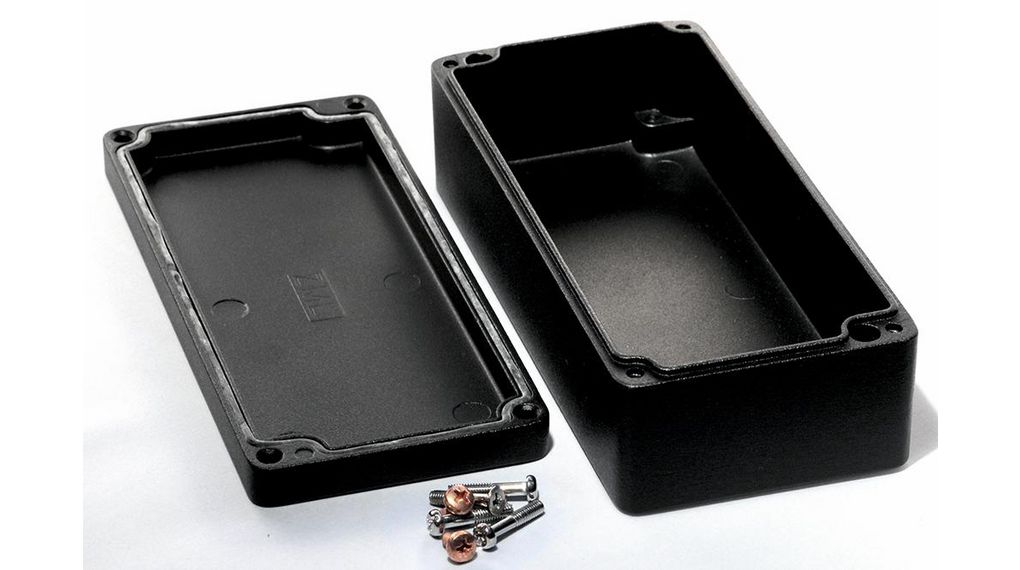 Hammond 1590Z Series Black Die Cast Aluminium Alloy Enclosure, IP68, Flanged, Black Lid, 175 x 52 x 80mm 80x52mm