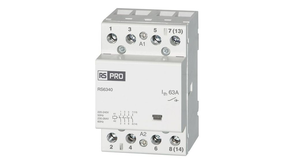 Contactor, 230 V ac Coil, 63 A, 2.2 kW, 440 V