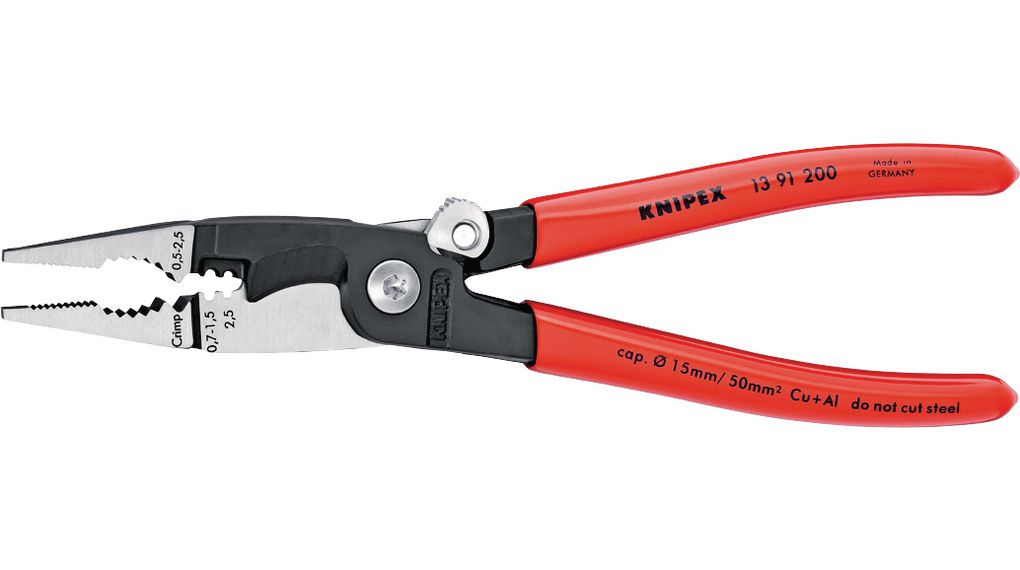 Electrician's Pliers with Cable Cutter, 15mm, 200mm