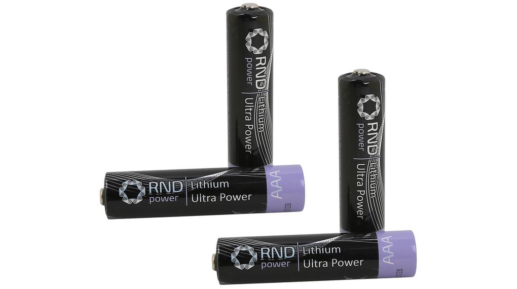 RND 305-00011, RND Batterie primarie, Litio, AAA, 1.5V, Ultra Power, Pacco  da 4 pezzi