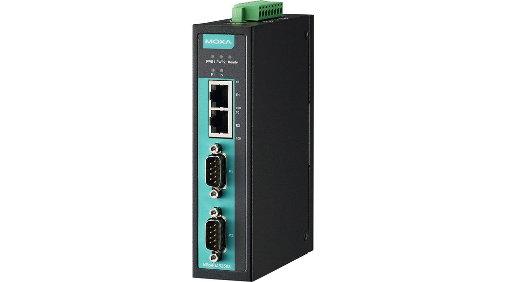 Serial Device Server, 100 Mbps, Serial Ports - 2, RS232 / RS422 / RS485