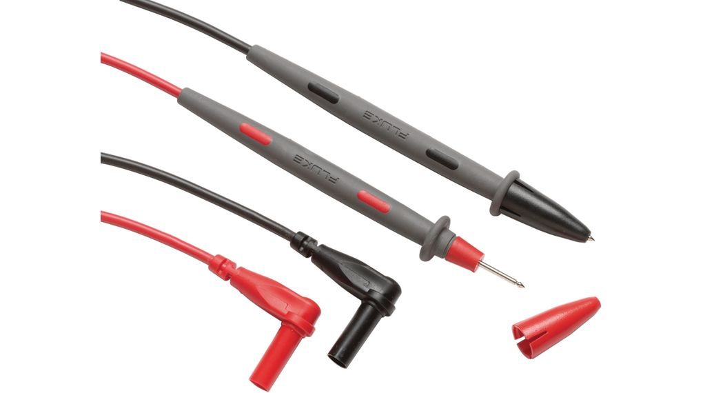 Mérővezeték-készlet, Mérőszonda / Banándugó, 4 mm, 90°, Fekete, piros