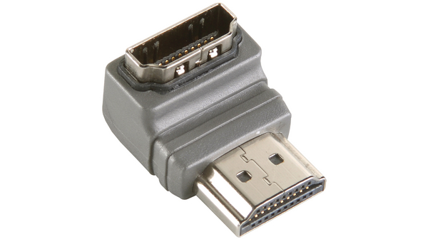 HDMI-Winkeladapter 90° mit Ethernet, HDMI-Stecker - HDMI-Buchse