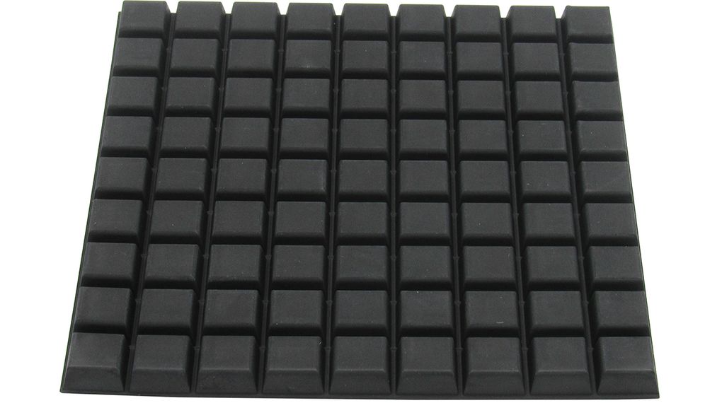 Rubberen mat, Vierkant, 12.5x12.5x6mm, Zwart