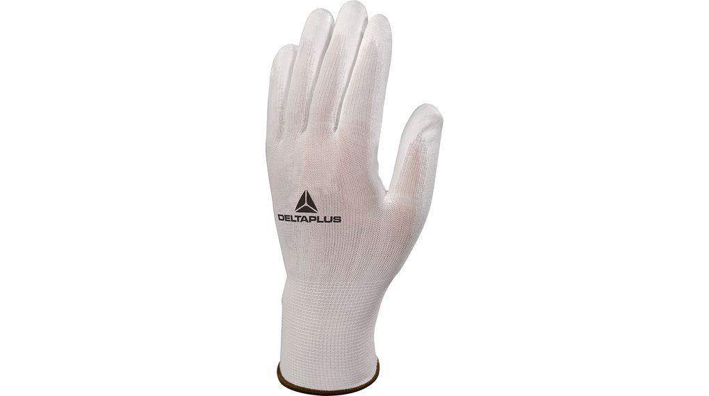 PU-hansker for generell håndtering, Polyester / Polyuretan, Hanskestørrelse 9, Hvit (Pakke med 12 par)