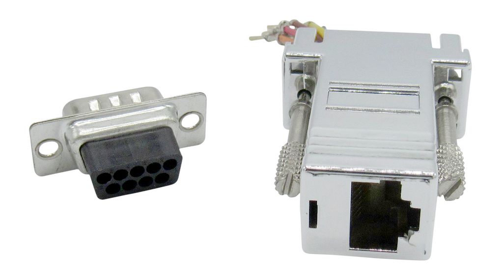 D-Sub Adapter, D-Sub 9-Pin Plug - RJ45 Socket