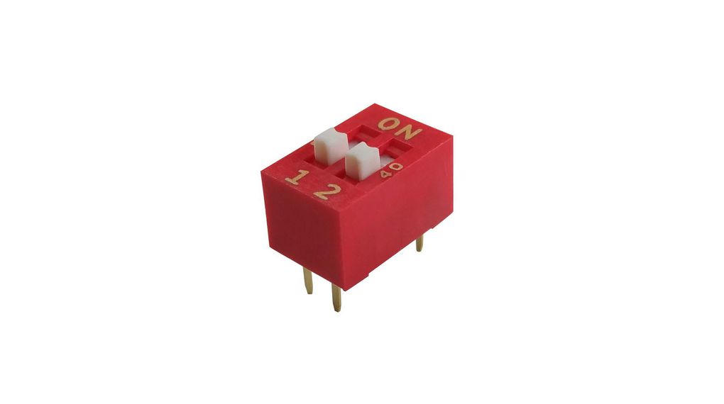 DIP Switch, Slide, 2 Positions, 2.54mm, PCB Pins