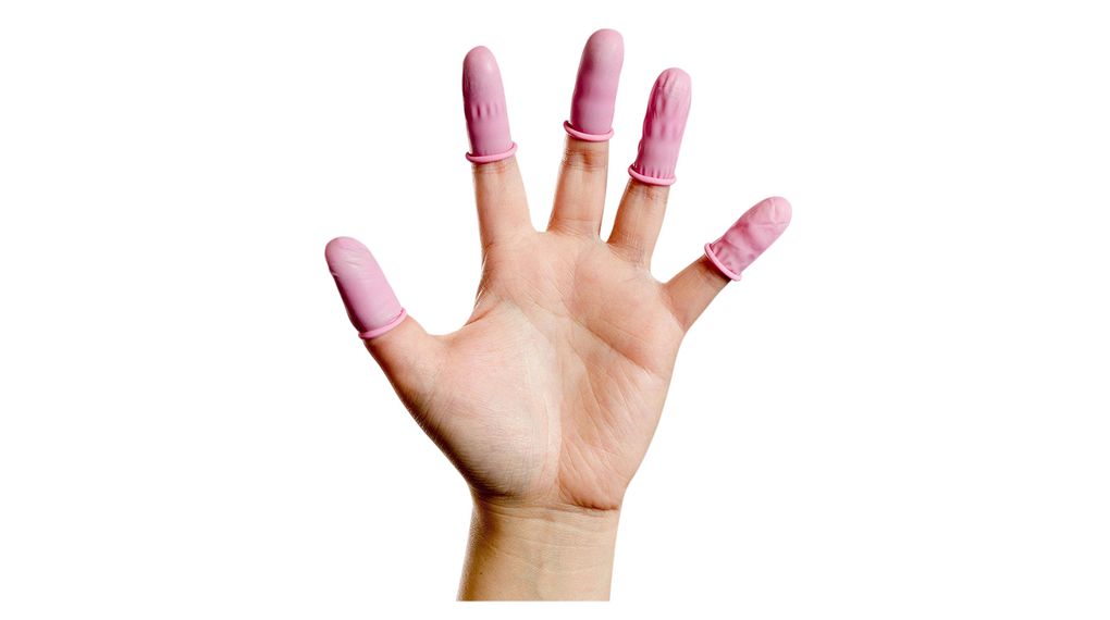 Antistatic Finger Cots, Latex, Glove Size Medium, Pink, Pack of 720 pieces