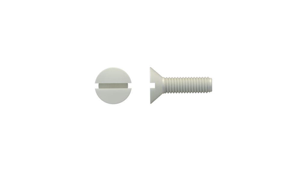 Countersunk Slotted Polyamide Screw, Slotted, M3, 6mm, Pack of 50 pieces