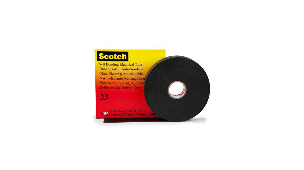 SCOTCH 23 9.15X19 3M, 3M Scotch® 23 Black Self Amalgamating Tape 19mm x 9m, 192-1605