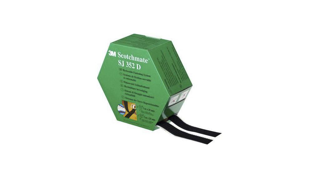 Reclosable Hook-and-Loop Tape 25mm x 5m Schwarz, Packung à 5 Stück